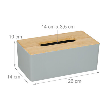 Relaxdays Grey Towel Box with Bamboo Lid