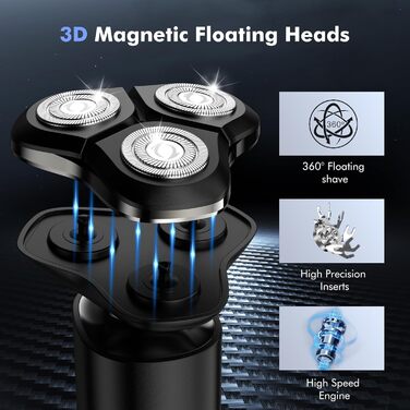 Електричний голкостружка Etrobot Glatzen для чоловіків, для голення голови, вологостійкий, з LED-дисплеєм, USB-C, MOJO 1 Wireless (3D)