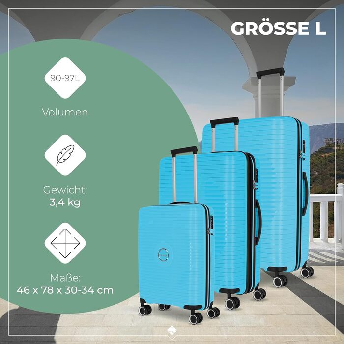 Валіза Travelite ORBITA, середній, розширювана, 67 см, 68-78 літрів, турквіс (колір), з TSA замком та міцною оболонкою