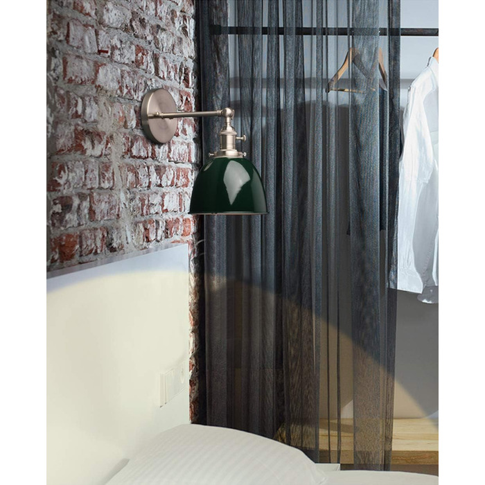 Phansthy 2 Pack Wall Sconce with Metal Shade Wall Lamp Industrial Design, Indoor Vintage Loft Wall Lamp E27 max. 40W for Living Room Bedroom Office Kitchen Hallway (White) (Dark Green)