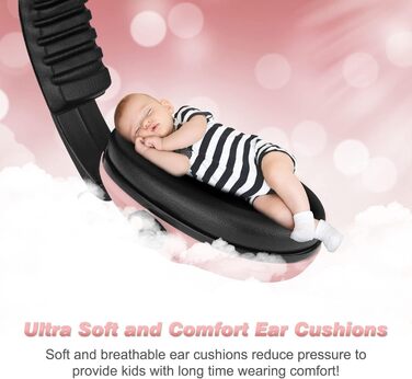 Дитячий захист вух: навушники від шуму, комфортні, складні, для школи, аутизму, сну, навчання, ADHS, феєрверків, концертів (світлорожевий/1 шт.)