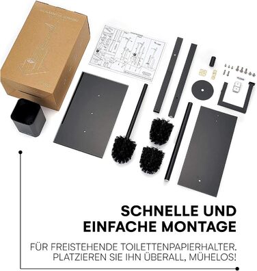 Набір для ванної кімнати WC-Garnitur з тримачем для туалетного паперу, без свердління, з нержавіючої сталі, скляний підстав, 32x20x70 см, чорний