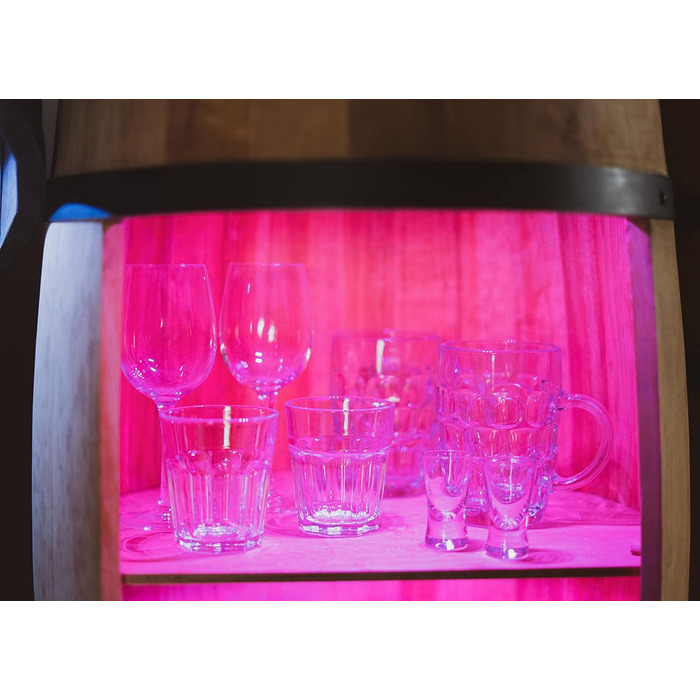 CREATIVE COOPER Fass bar LED RGB with Wine Holder - Wine Rack - Barrel House Bar 80x50cm - Rustic Decorative Bar Cabinet Wine Stand – Wine Cabinet (Oak)