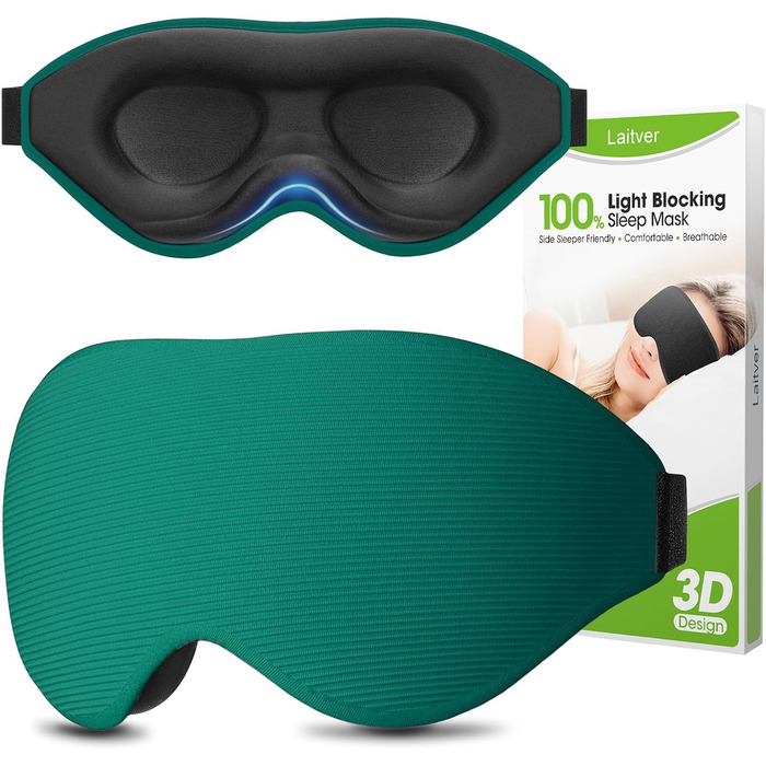 Маска для сну для тих, хто спить на боці, 2025 року, оновлений дизайн, 3D світлоблокуюча маска для очей, для жінок та чоловіків, зручна та дихаюча, без тиску, з регульованою гумкою для подорожей (Морська синя)
