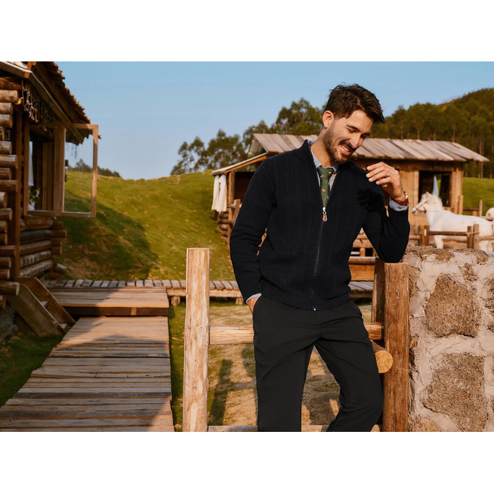 Кардиган чоловічий PJ PAUL JONES на блискавці та зі стійким коміром, чорний (S)