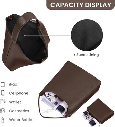 Жіноча шкіряна сумка-шопер GSenhui Hobo Bag (кава) – велика, м'яка, вінтажна сумка на плече для роботи, навчання, покупок
