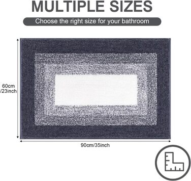 Enyhom Super Soft Microfiber Bath Mat - Non-Slip, Absorbent, Machine Washable, Dark Grey, 60x90cm