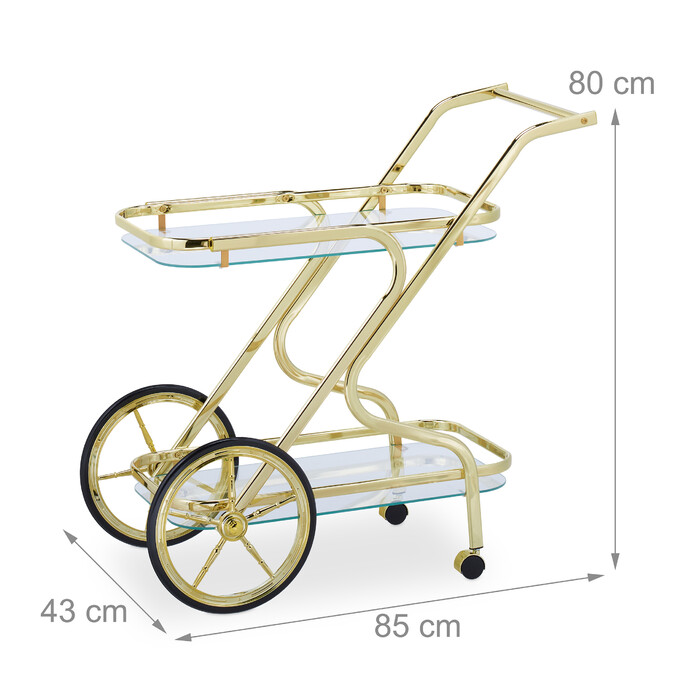 Relaxdays Serving Trolley made of Brass & Glass