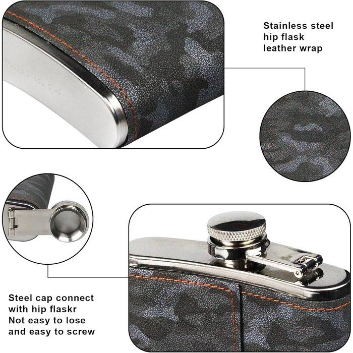 Набір фляга 260 мл з нержавіючої сталі для віскі, міні-фляга, подарунок (зелений, чорний)