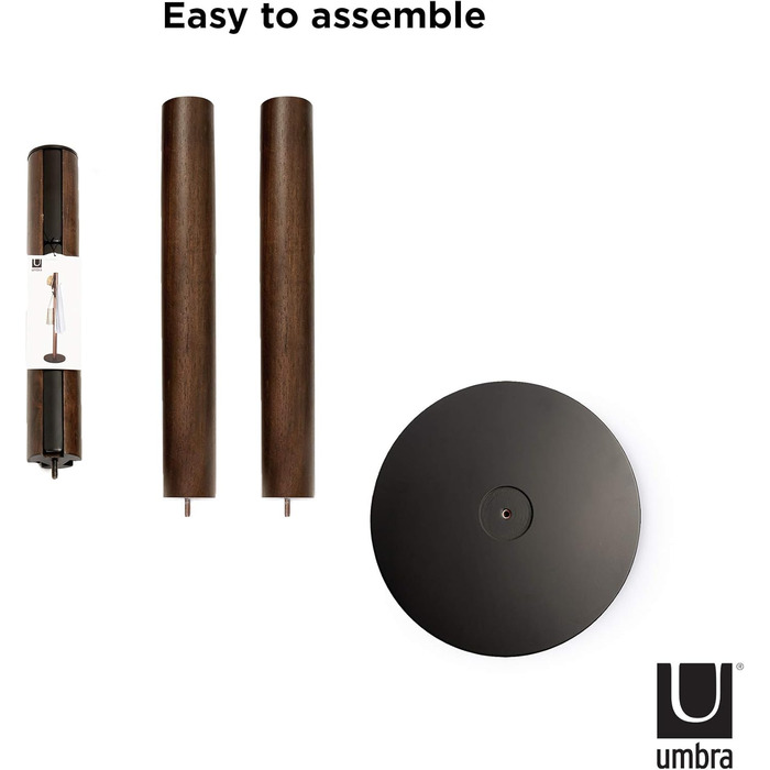 Umbra Flapper Coat Rack – Clothes Rack with 9 Foldable Hooks for Entryway and Office, Wood, White, 57.2 x 57.2 x 165.1 cm, White (Black/Walnut, Single)