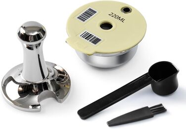 Багаторазова капсула для кавоварки Bosch Tassimo BENFUCHEN, 220 мл, нержавіюча сталь, з пресом, кремова