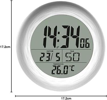 infactory Bathroom Radio Clock: Digital Bathroom Radio Wall Clock with Thermometer, Aluminum, Suction Cups, IP24 (Bathroom Radio Clock Digital, Clock, Gift Ideas)