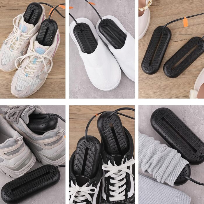 Електричний сушильник для взуття та черевиків з таймером, тихий, видаляє запахи, чорний, з EU-штекером