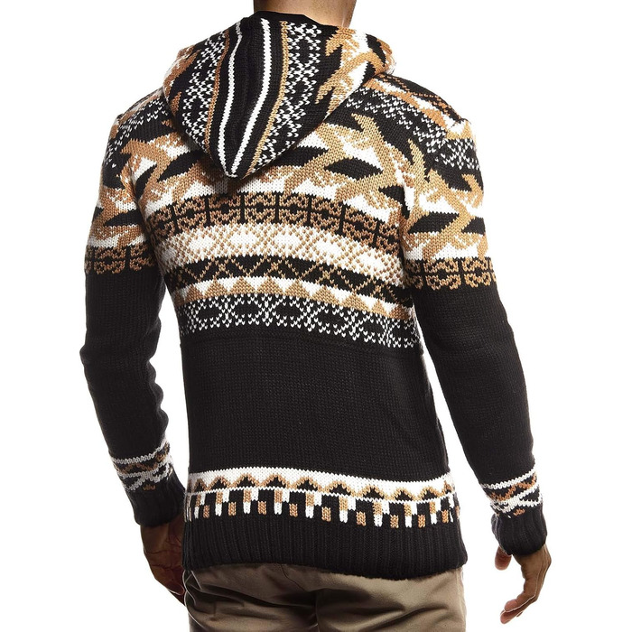 Чоловіча в'язана куртка Leif Nelson з капюшоном, зимова куртка-норевка, чорний колір, артикул LN20756 (XXL)