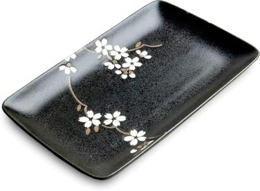 Набір для суші Sushiset SAKURA з порцеляни (Японія) – подарунковий, чорний, 2 тарілки, 2 мисочки, 2 набори паличок