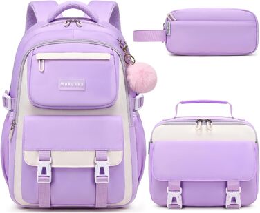 Рюкзак для школи Makukke для дівчаток та підлітків, 30L (фіолетовий) - комплект шкільних рюкзаків, водонепроникний, багато кишень