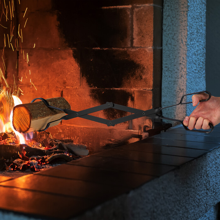 Relaxdays Long Steel Fireplace Tongs