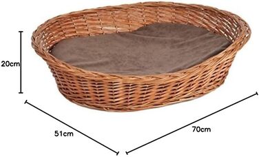 Корзина для собак та котів Lycce Ruhekorb з подушкою, плетіння з лози, 52x42x14 см (розмір 2 70x51x20 см)