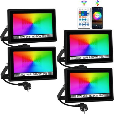 T-SUNUS LED Flood Light Outdoor 100W, Super Bright Outdoor Floodlight Cool White Spotlight IP66 Waterproof 11000LM for Driveway Garage Path Garden 2 Pack (4 Pack, Multicolor)