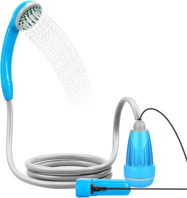 LIBERRWAY Camping Shower Battery Powered Camping Shower Outdoor with Shower Hose and Rechargeable Battery Water Pump for Garden, Travel, and Car Washing