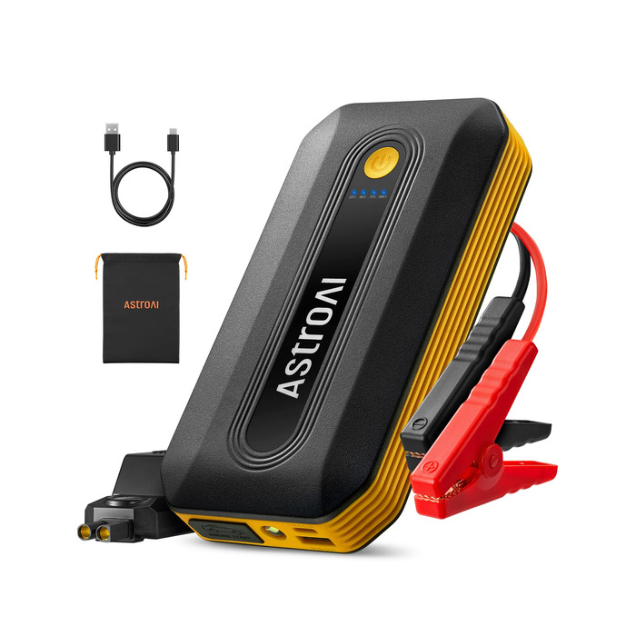 Powerbank Starthilfe AstroAI B8 для автомобілів: Jump Starter 12V, QC 3.0 USB, LED, для бензину/дизеля (7.0L/5.5L)