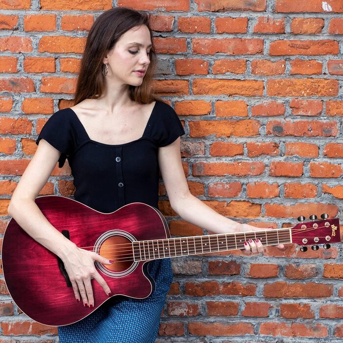 Акустична гітара Winzz, 40 дюймів, блакитно-зелена, для початківців, повний комплект, права рука