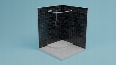 Дуговий шторний карниз Sasko 90-160 x 25 мм, чорний