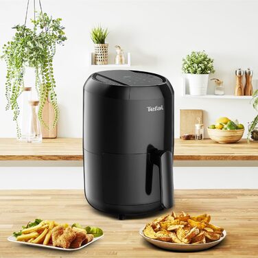 Аерофритюрниця Tefal EY3018 Easy Fry Compact, 1,6 л, 6 програм, цифровий дисплей, для 1-2 осіб, енергозберігаюча, без олії, чорна
