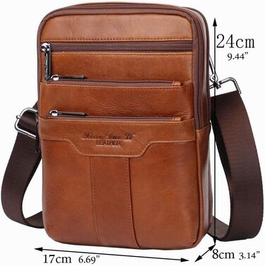 Шкіряна сумка-месенджер через плече Crossbody для чоловіків та жінок, коричнева