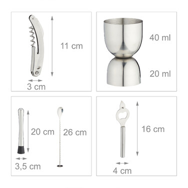 Relaxdays 12-Piece Cocktail Set with Stand