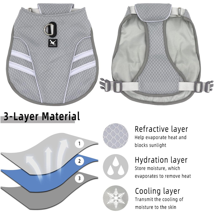 LiebeDD Cooling Vest for Dogs Summer Cooling Jacket for Dogs, Adjustable Breathable Mesh Dog Vest with Harness D-Ring Warning Vest Dog Coat for Small Medium Large Dogs, L (Chest 63-80cm)