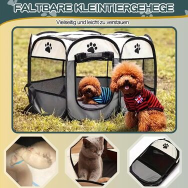 Складана вольєр для цуценят та котів 74x74x43 см - сірий. Підходить для собак, котів, кроликів.