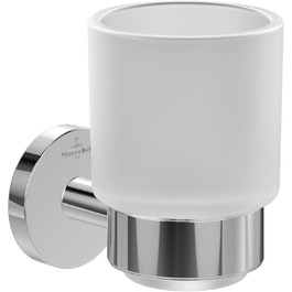 Villeroy & Boch Elements - Striking tumbler holder, toothbrush holder for wall mounting, toothbrush holder made of satinized glass with brass, chrome (round) holder