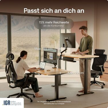 Стол Desktronic Homeone з регулюванням висоти, 160 x 80 см – електричний стіл з двома моторами, сенсорне керування, USB-порти для зарядки (2.5 Чорний + Бамбук)