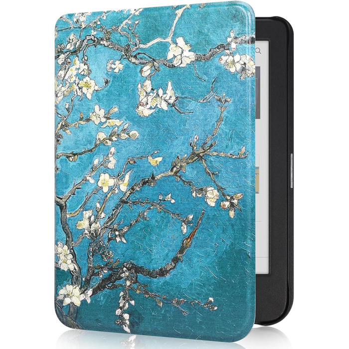 Чохол для електронної книги Tolino Shine Color/Shine 5(2024)/Shine 4(2022) & Kobo Clara Colour | BW | 2E, тонкий захисний чохол з авто-ввімкненням/вимкненням (квітка)