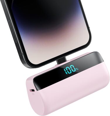Power Bank Feob Mini 5200mAh 20W PD: Компактний акумулятор для iPhone з LED-дисплеєм (фіолетовий/рожевий)