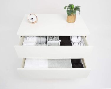 Large Drawer Organization System 12-Piece Set of White Boxes Storage Organizer Drawer Cabinet Organizer Storage Box Closet Organizer (White/Opulent Garden, 4=28x28x10cm, 6=28x14x10cm, 2=14x14x10cm)