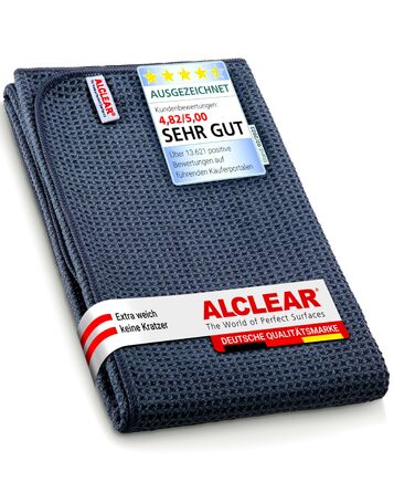 Набір мікрофібрових серветок для прибирання ALCLEAR Trockenwunder, 10 шт, 80x55 см, сірі, висока поглинальна здатність