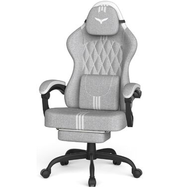 Геймерське крісло Ferghana Ergonomic - з підтримкою спини, голови, підставкою для ніг, регулюванням висоти, обертанням. Сірий+білий, для дому та офісу