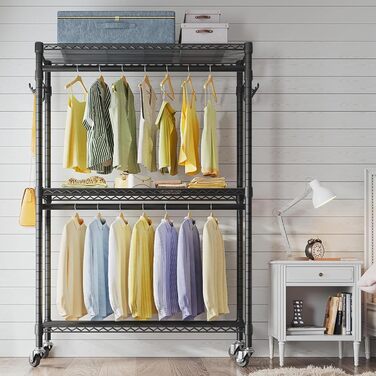 Clothes rack, clothes rod, rolling clothes rack, rolling clothes rod, sturdy clothes rack, clothes rack with wheels 90x43.5x180cm, load capacity 100kg