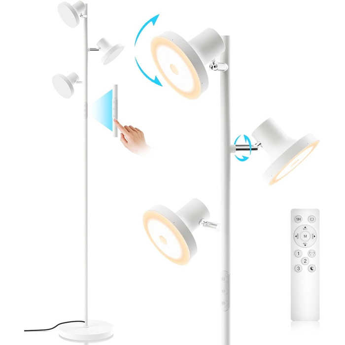 Стельовий світильник SIBRILLE з LED, 36W, димування, 2500LM, пульт ДУ та сенсорне управління, 2700K-6500K, 3-х світловий, для вітальні, спальні, офісу, готелю