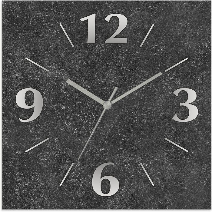 ARTLAND Wall Decor Wall Clock without Ticking Sounds, Aluminum, 30x30 cm Square, Silent Analog, 4 Numbers, 30x30 cm Design U1RE (Granite, Quartz Clock)