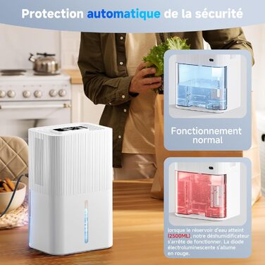 Електричний осушувач повітря 2700 мл з нічним світлом, таймером та автоматичним вимкненням. Підходить для квартири, ванної кімнати, підвалу. Осушує 650 мл/24 год.