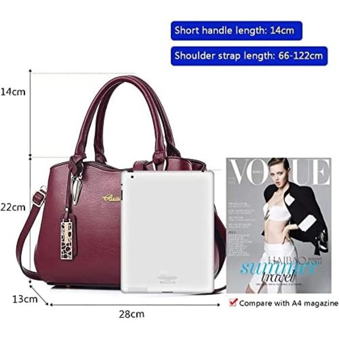 Жіноча шкіряна сумка BestoU велика, червона крос-боді та сумка на плече