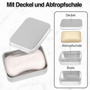 Набір мильниць для подорожей 2 шт. з алюмінію з підсіткою, вологостійкі, нержавіючі для дому, подорожей, зберігання мила та пінки для гоління (срібло)