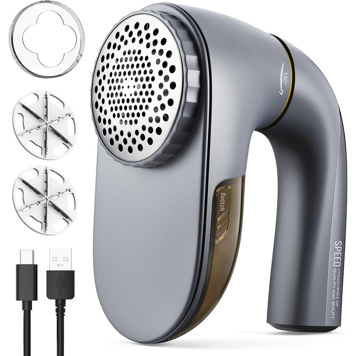 Електричний видальник ворсу POPCHOSE - бездротовий пристрій для видалення ворсу з одягу, меблів, 2000 mAh, 6 лез, 2 швидкості