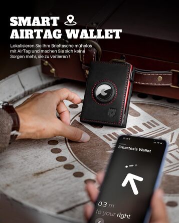 Портмоне Dodenša MagSnap для чоловіків з RFID захистом, відділенням для AirTag, картхолдером та відділенням для монет (Чорний/Червоний)