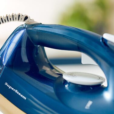 Праска Breville SuperSteam з парою: 2600 Вт, керамічна підошва, 190 г паровий удар, резервуар 300 мл, колір морської хвилі та полірована латунь [VIN413]
