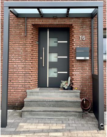 Поштова скринька Metzler Premium з газетницею Anthrazit (Антрацит) - персоналізована з табличкою для імені - високоякісна настінна поштова скринька з нержавіючої сталі V2A з порошковим покриттям RAL 7016, модель Stencil