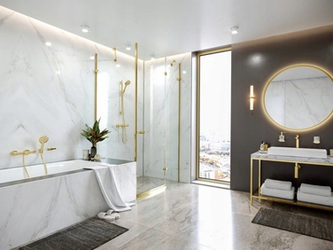 Настінна мильниця Hansgrohe AddStoris, білий колір, жовтий метал